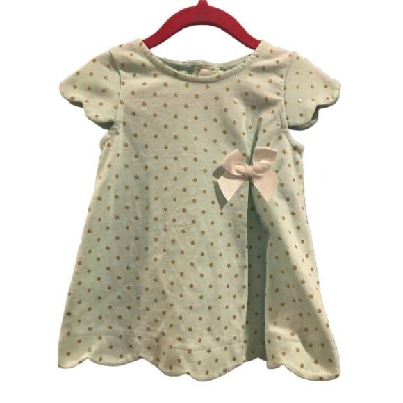 Girl's 24 Month Dress Tahari Baby Short Sleeve Polka Dot Bow Scalloped Edge - Picture 1 of 2
